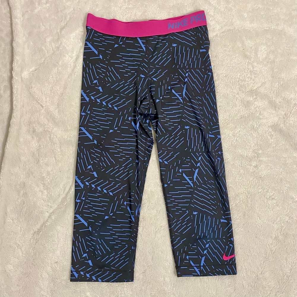 Nike Pro Dri-Fit Classic Bash Capri Women's Size M Gray Blue Pink